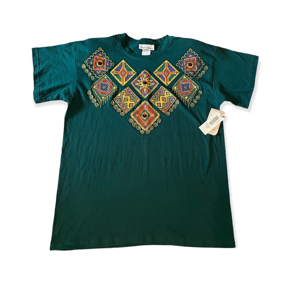 Vintage 90’s Short Sleeve T Shirt Western Glitter Glue